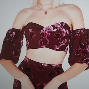 For love and lemons Sophie velvet floral top Small
